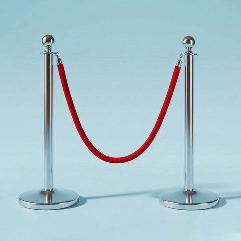 Stanchion Post with Velvet Rope (Chrome / Gold)
