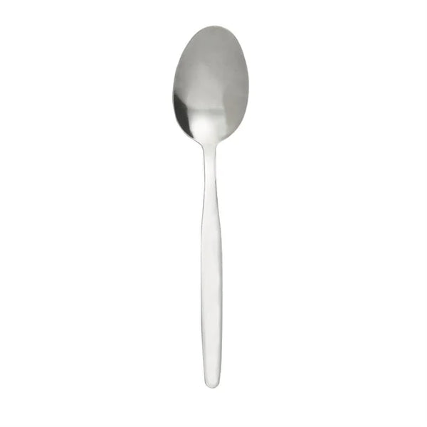 silver teasspoon on white background