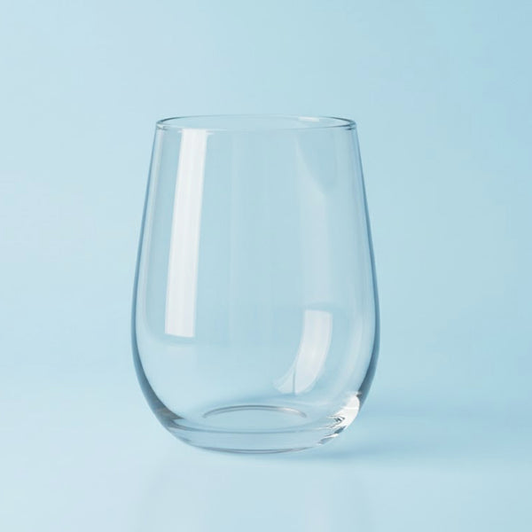 Clear glass on a light blue background